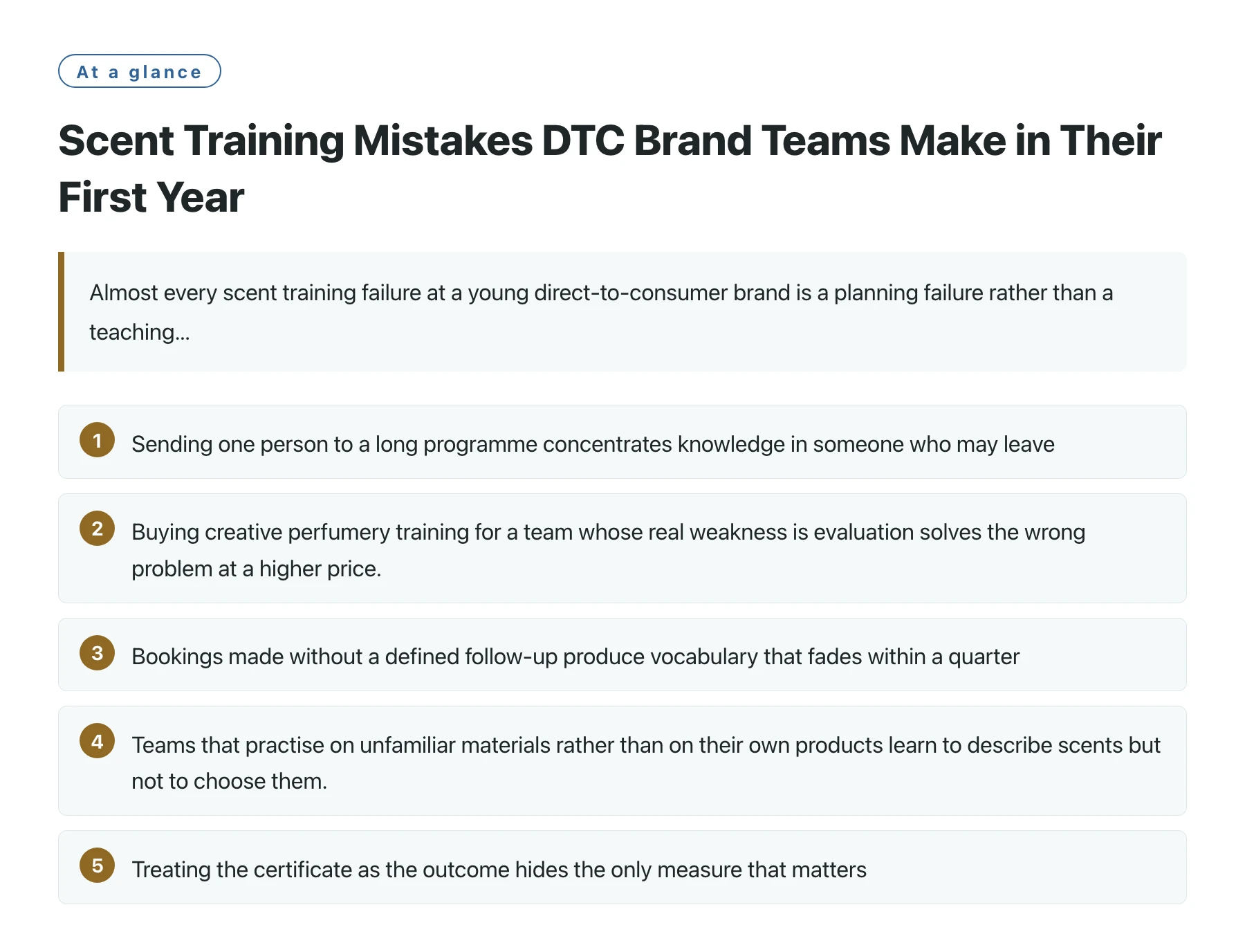 Scent Training Mistakes DTC Brand Teams Make in Their First Year——全文要点速览